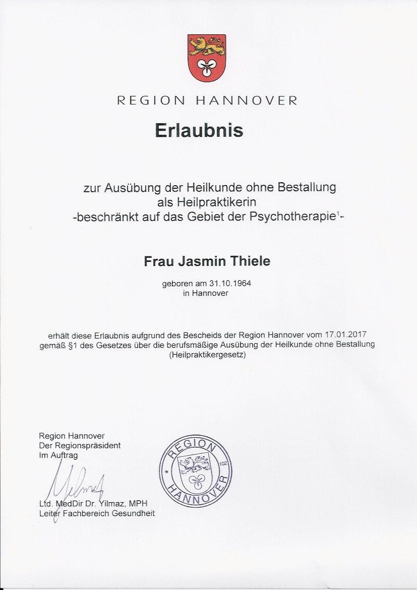Zulassung Heilpraktiker Psychotherapie-Erlaubniszertifikat_Jasmin Thiele